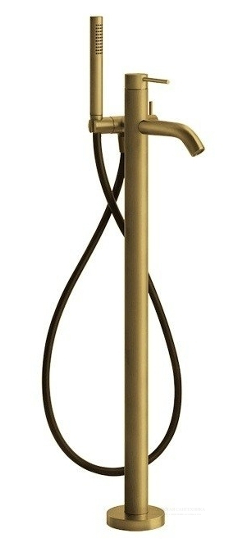 Смеситель для ванны Gessi 316, напольный, встраиваемый, с душевой лейкой, цвет Brass Brushed PVD