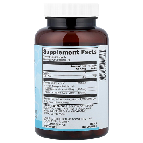 Vitacost, Super EPA Omega-3, 60 Softgels (600 mg per Softgel)
