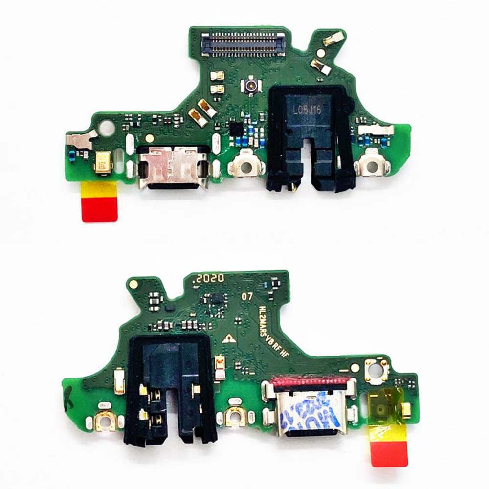 Шлейф для Huawei P30 Lite/Honor 20S плата на системный разъем/разъем гарнитуры/микрофон - Премиум