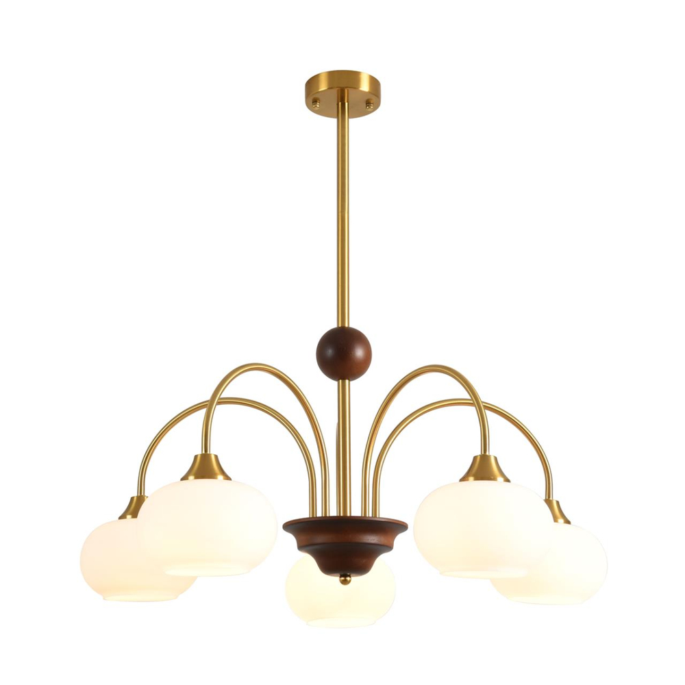 8323/5C MODERNI LN26 038 латунь/белый, металл/стекло/дерево Люстра потолочная E27 5*60W 220V LARINA