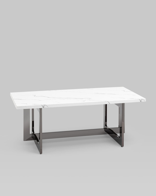 Журнальный столик Нэйтан 122*61 белый мрамор сталь темный хром