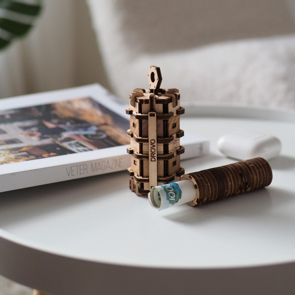 Деревянная головоломка Конверт для денег (DROVO)