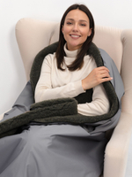 Универсальное утепленное одеяло-пончо 5 в 1 (одеяло, пончо, спальный мешок, коврик, подушка) на меху из натуральной овечьей шерсти