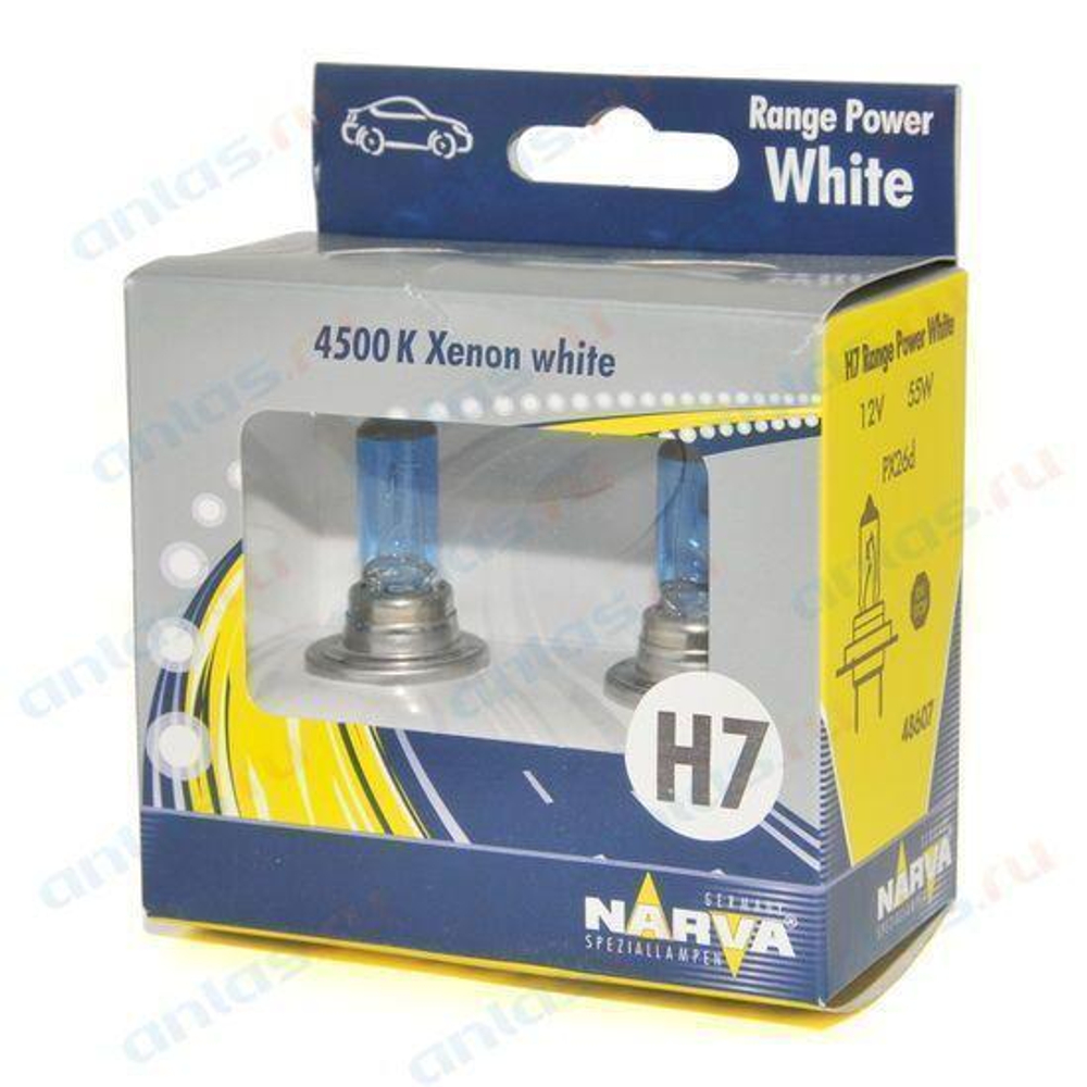 Лампа 12 В H7 55 Вт Range Power White 4500K 2 шт. Narva