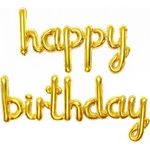 Набор шаров (17''/43 см) Мини-Надпись "Happy Birthday", Золото, 1 шт. в уп.