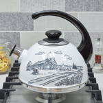 Чайник 2,5л со свистком, консольная ручка, белый "Черный домик"