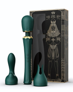 Изумрудный wand-вибратор Kyro с 2 насадками (Цвет: изумрудный)