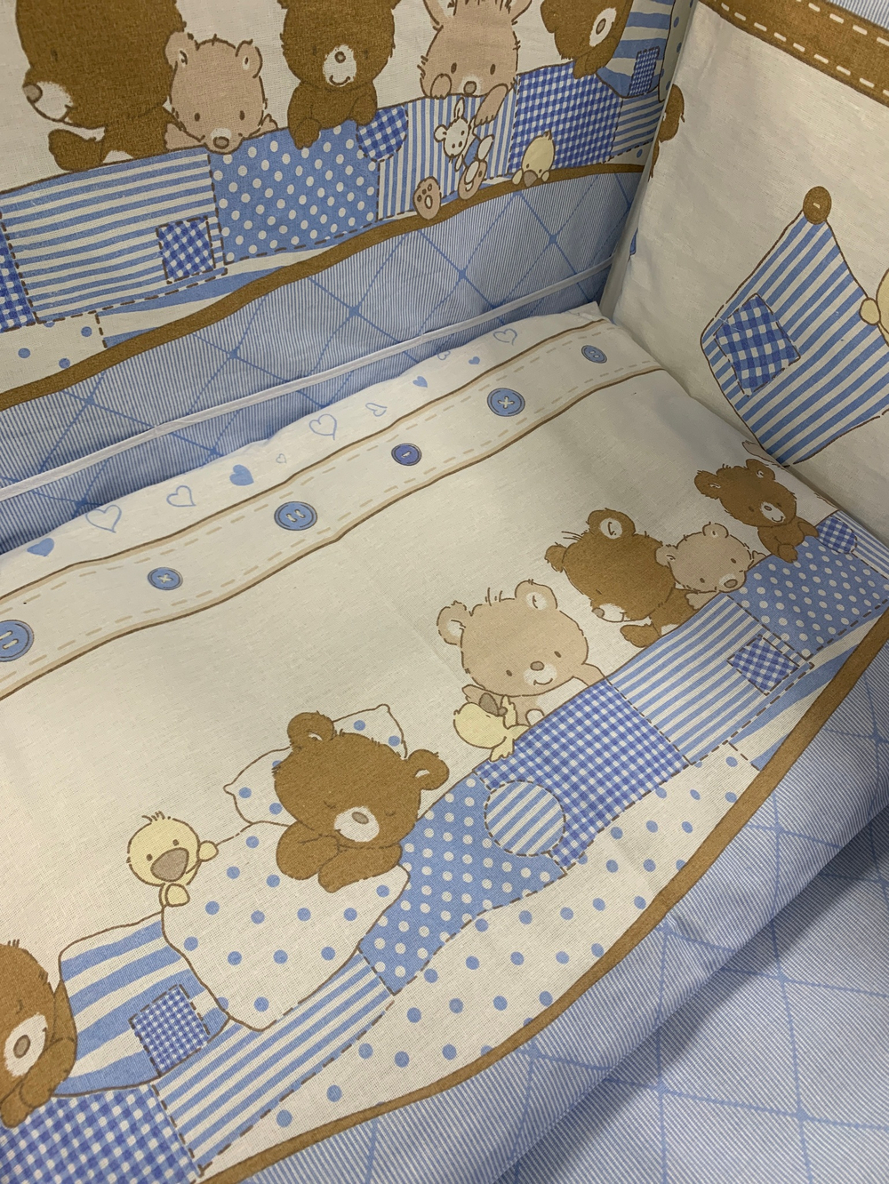 Комплект в кроватку 6-ти предметный "Спящие зверушки" (голубой цвет)