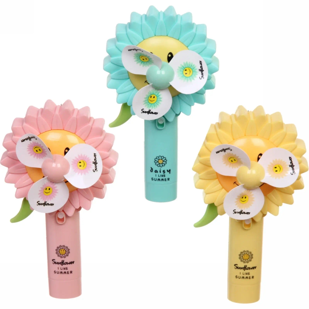 Вентилятор «Цветочек» 19 см с брызгалкой, микс цветов