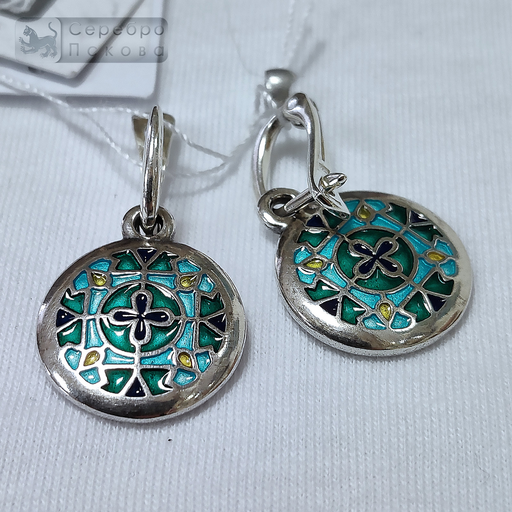 Серьги Ольгин крест (горячая эмаль)