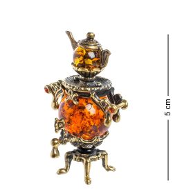 Народные промыслы AM-1282 Фигурка «Самовар» (латунь, янтарь)
