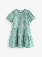 Платье школьное с воротником для девочки Next C20-205, Зеленый, Белый