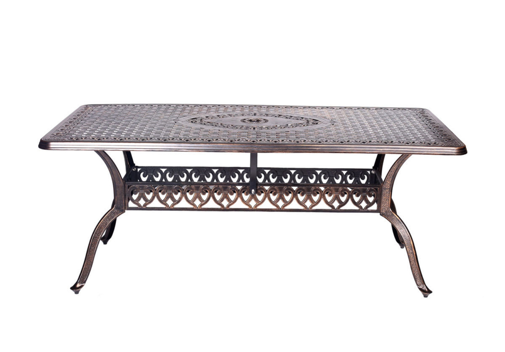 Обеденная группа Стол прямоугольный из литого алюминия ВУЛКАН-2 «VOLCANO-2» 146х80 + 6 Кресел  БАМБУК-2 «BAMBOO-2»