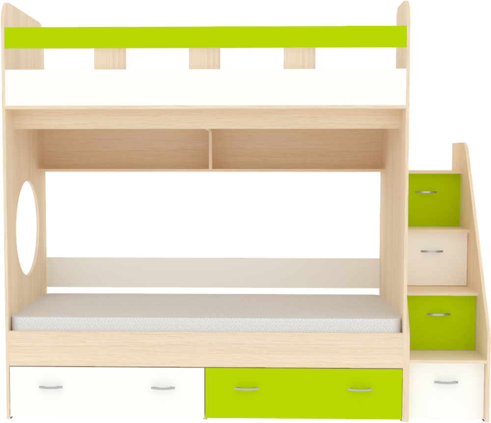 Двухъярусная кровать КарИВи Юниор 1 80x160  Дуб Молочный Лайм, Белый