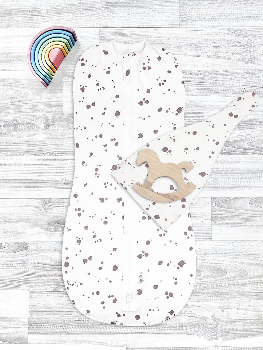 Пеленальный кокон и шапочка Mjölk Кляксы