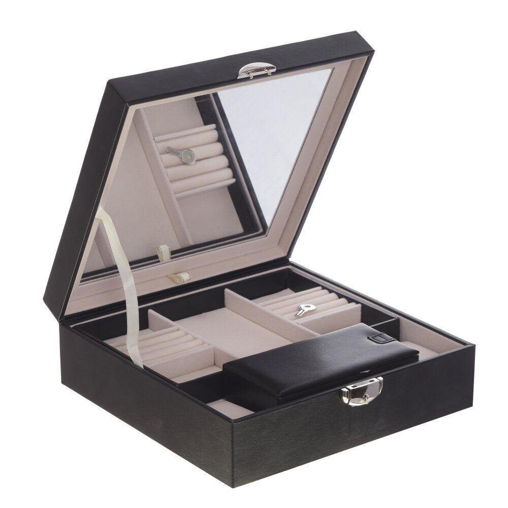 GAEM Шкатулка для украшений и часов с дорожным футляром, L25 W25 H8,5 см