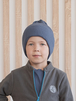 Шапка вязаная-резинка хлопковая КЭП(Синий пепел)