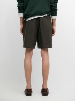 Massimo Dutti Льняные шорты-бермуды в стиле «Total Look» с эластичной вставкой, темно-зеленый