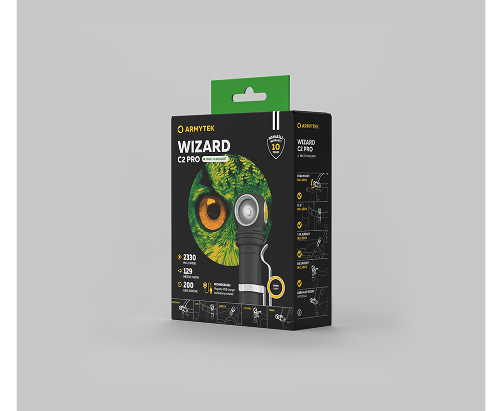 ARMYTEK - Фонарь WIZARD C2 PRO MAGNET USB ( свет - тёплый )