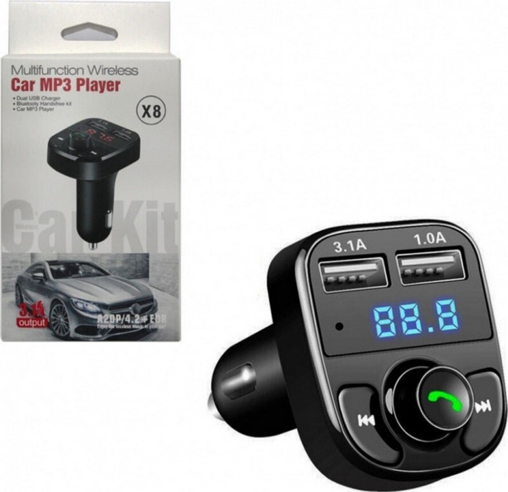 Автомобильный FM-трансмиттер X8 Bluetooth (черный)