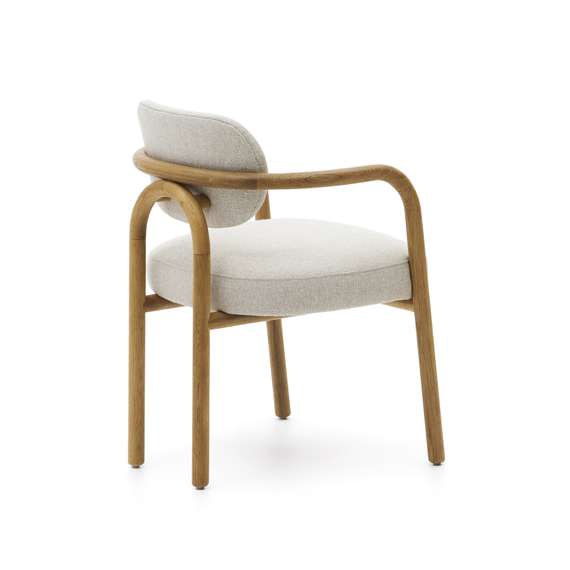 Стул Melqui из массива дуба с бежевой обивкой