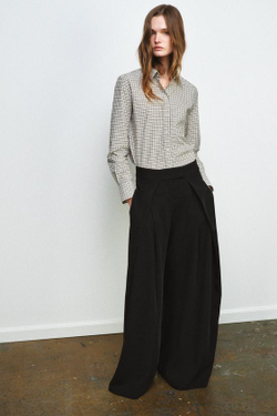 ZARA ШИРОКИЕ БРЮКИ В ПОЛОСКУ — ZW COLLECTION, ЧЕРНЫЙ