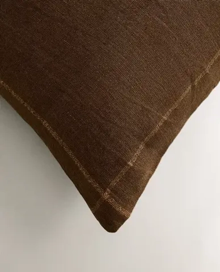 ZARA HOME ЛЬНЯНАЯ НАВОЛОЧКА ДЛЯ ДЕКОРАТИВНОЙ ПОДУШКИ, КОРИЧНЕВЫЙ