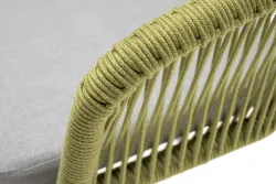 "Марсель" стул плетеный из роупа, каркас алюминий светло-серый (RAL7035) шагрень, роуп салатовый меланж круглый, ткань светло-серая