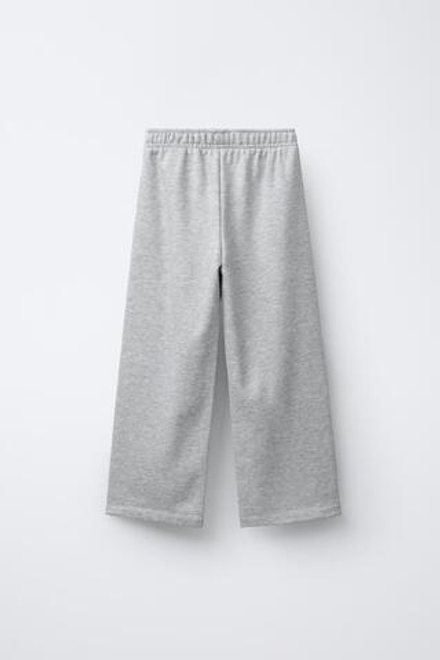 ZARA БРЮКИ WIDE LEG ИЗ МЯГКОЙ ТКАНИ, СЕРЫЙ МЕЛАНЖ