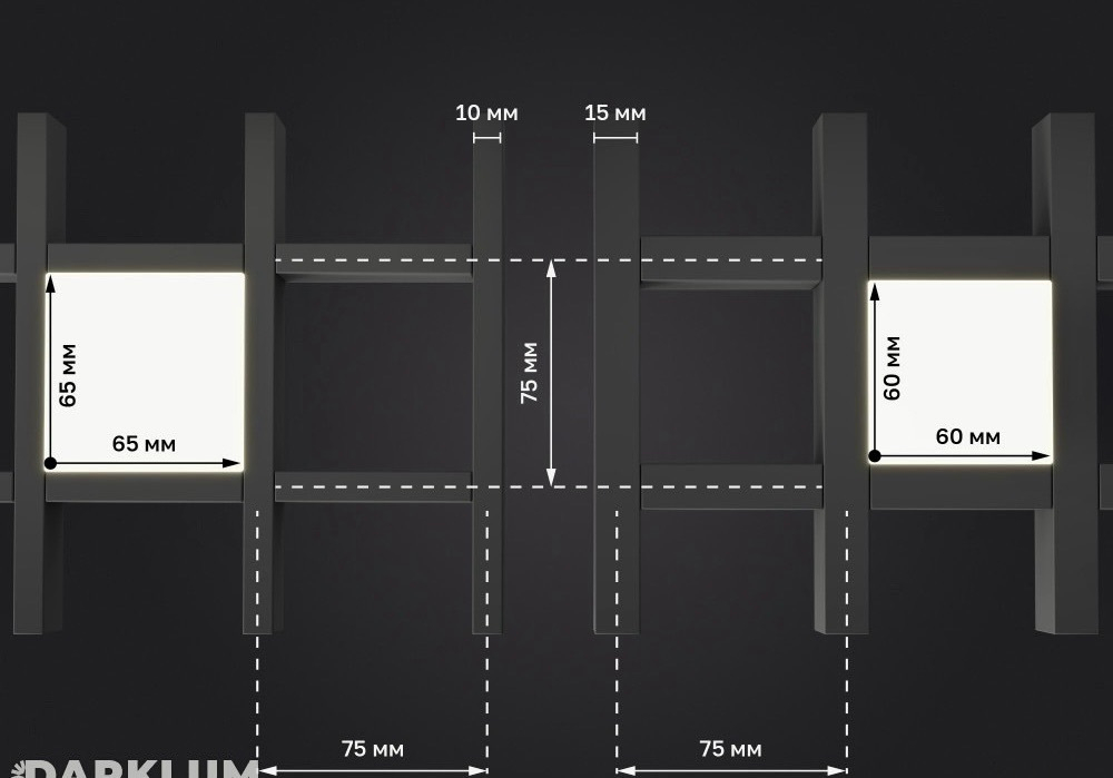 Свестильник LED FTP Грильято Домино х1 75х75 (60х60) 7Вт 5000К IP20 660лм с равномерной засветкой DIOLUM