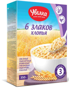 ХЛОПЬЯ УВЕЛКА 6 ЗЛАКОВ 350ГР
