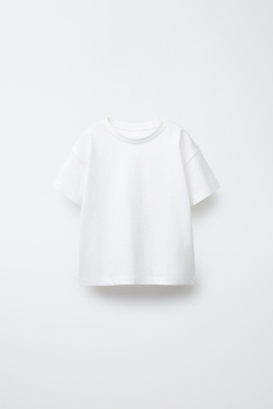 ZARA НАБОР ИЗ ТРЕХ ОДНОТОННЫХ ФУТБОЛОК, КАМЕННЫЙ С МЕЛАНЖЕВЫМ ЭФФЕКТОМ