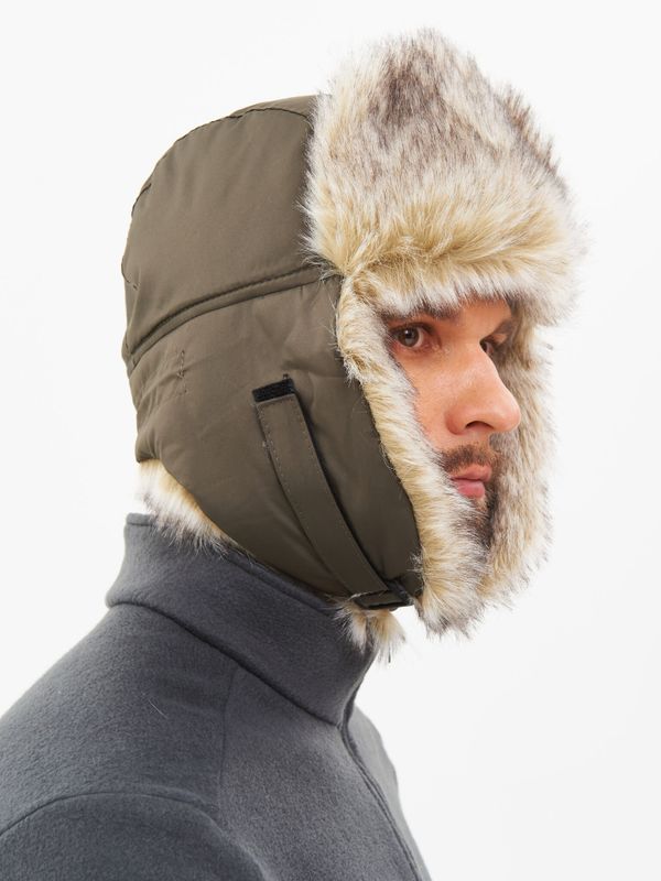 Шапка ушанка с маской Евро Волк ткань Taslan цвет Хаки