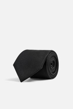 ZARA БАЗОВЫЙ ГАЛСТУК ИЗ 100% ШЕЛКА, ЧЕРНЫЙ