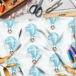 Ткань шелк Армани нежные панды на воздушном шаре