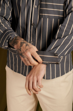 Рубашка "Полосы" серо-бежевая