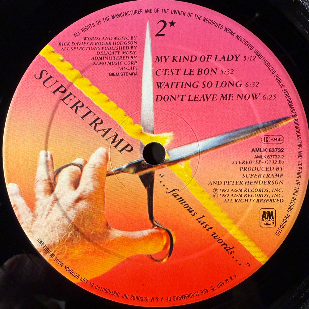 Supertramp - "...Famous Last Words..." (Голландия 1982г.)