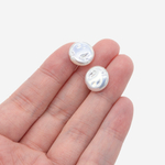 Бусина-жемчужина с яркими переливами в форме монетки, 12мм