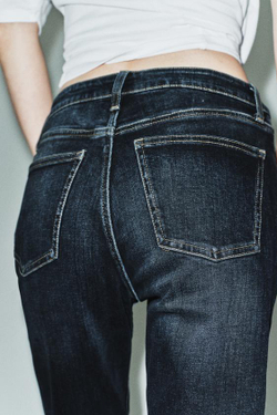 ZARA ДЖИНСЫ TRF CROPPED FLARE С ВЫСОКОЙ ПОСАДКОЙ, МОРСКОЙ СИНИЙ