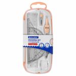 Готовальня BRAUBERG SCHOOL KIT, 8 предметов, циркуль 115 мм, чертежные принадлежности, персиковый цвет, 210704