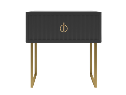 Тумба прикроватная на ножках ROYAL 5101 эко (Черный-Золото-р.золото)