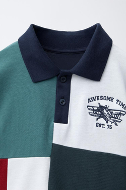 ZARA ПОЛО В СТИЛЕ ПЭЧВОРК, РАЗНОЦВЕТНЫЙ