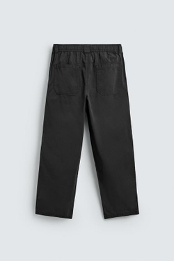 ZARA ХЛОПКОВЫЕ БРЮКИ RELAXED FIT, ЧЕРНЫЙ