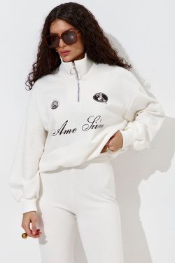 Олимпийка с короткой молнией "Âme Sirène" кремового цвета