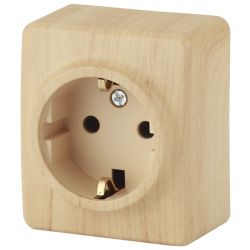 Розетка ЭРА Эксперт 11-2204-11 с заземлением 2P+E Schuko со шторками 16A-250В IP20 ОУ сосна | Эра Эксперт