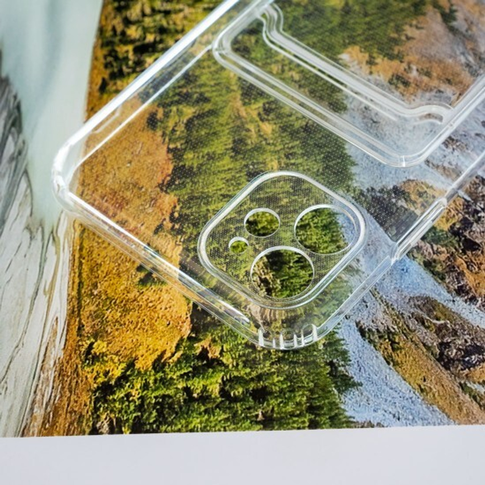 Силиконовый чехол для iPhone 11 с карманом для карт, 013027 прозрачный CM