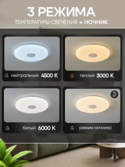 Люстра потолочная светодиодная с пультом 8842/500, потолочный светильник на кухню 120Вт