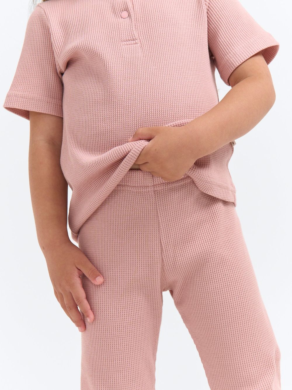 Пижама из вафельной ткани "Пудра" с коротким рукавом