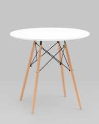 EAMES DSW D80, белый, столешница МДФ, ножки метал, массив бука