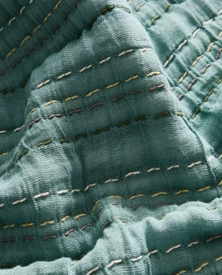 ZARA HOME ПЛЕД ИЗ ХЛОПКОВОГО МУСЛИНА, СИНИЙ